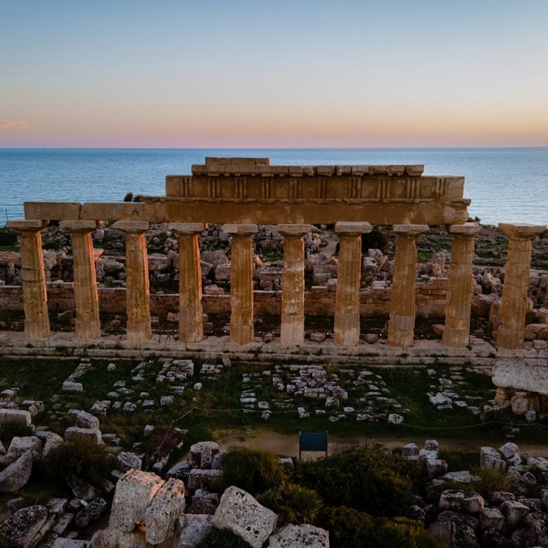 View of greek columns in Selinunte